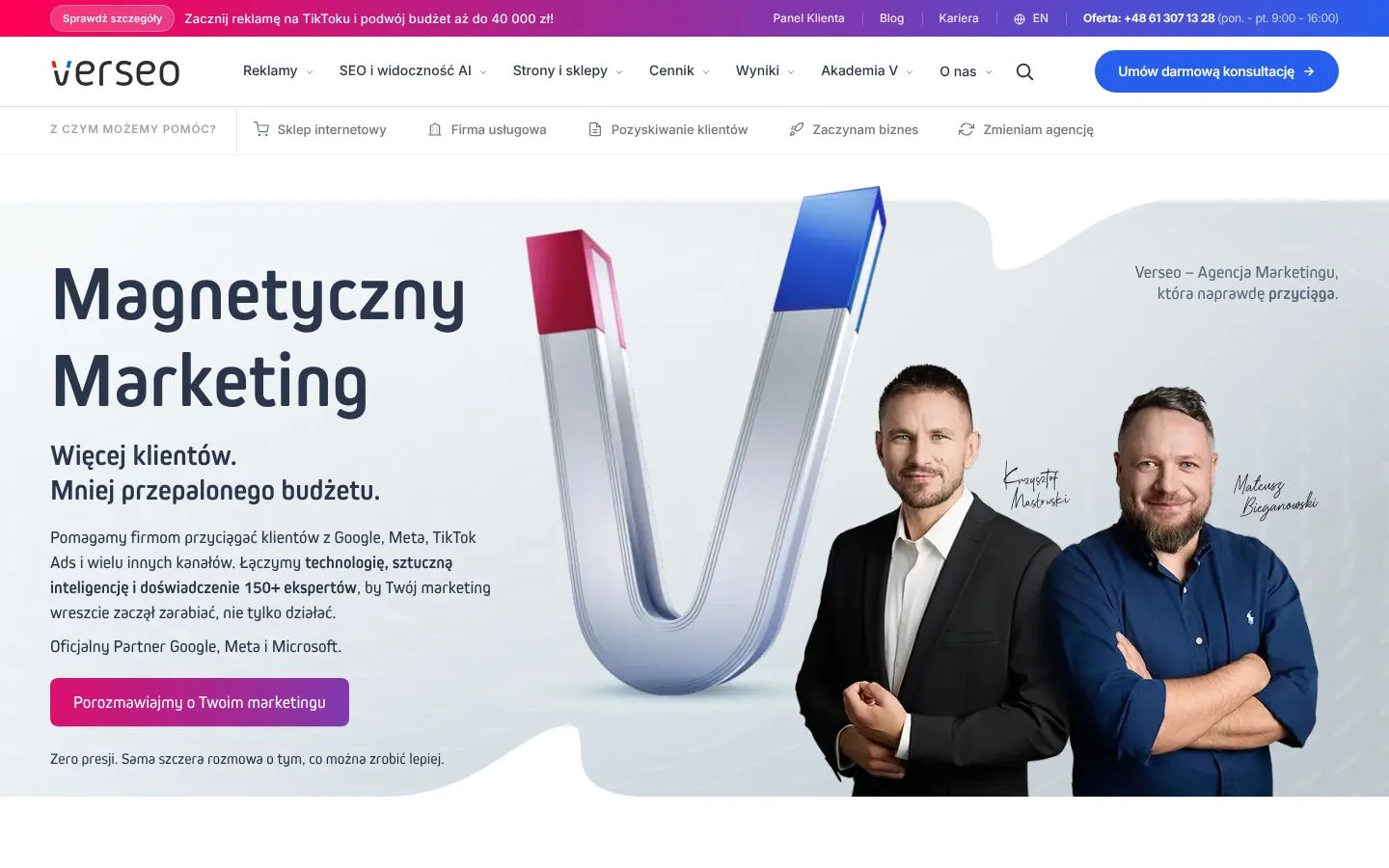 Strona Verseo (verseo.pl), zrzut ekranu z 23 października 2026 r.