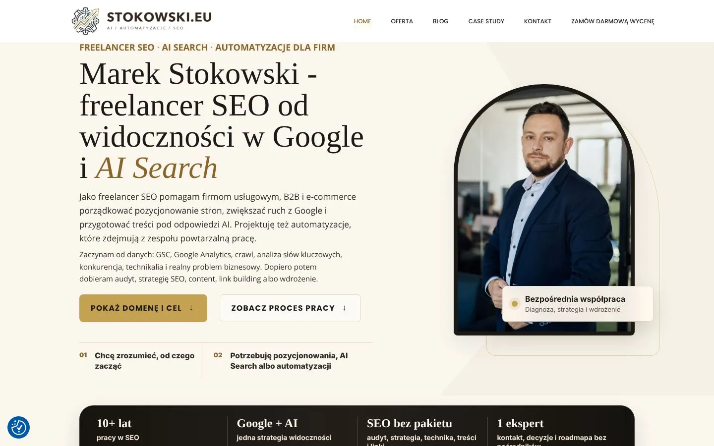 Strona Marek Stokowski (stokowski.eu), zrzut ekranu z 23 października 2026 r.