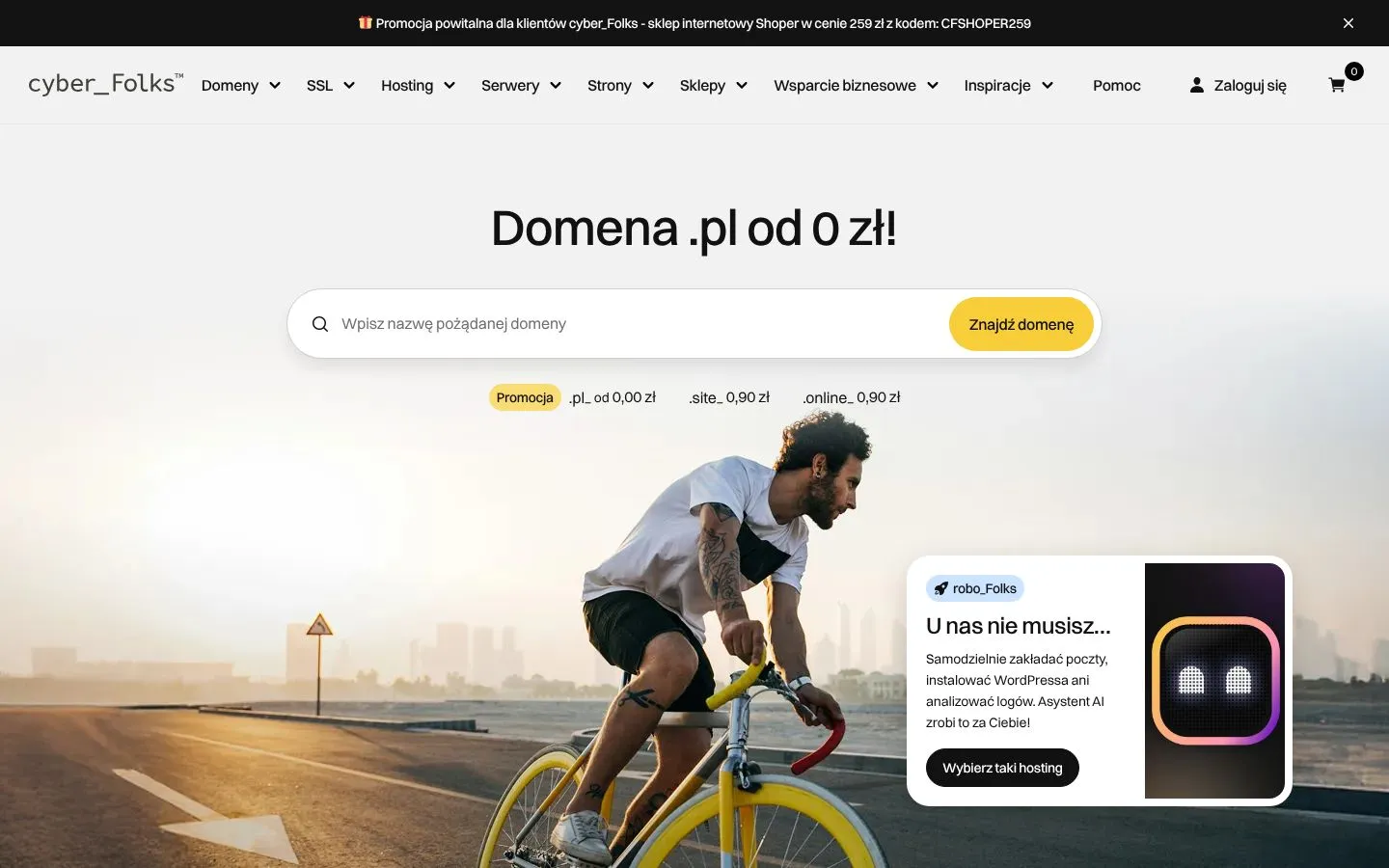 Strona cyber_Folks (cyberfolks.pl), zrzut ekranu z 23 października 2026 r.
