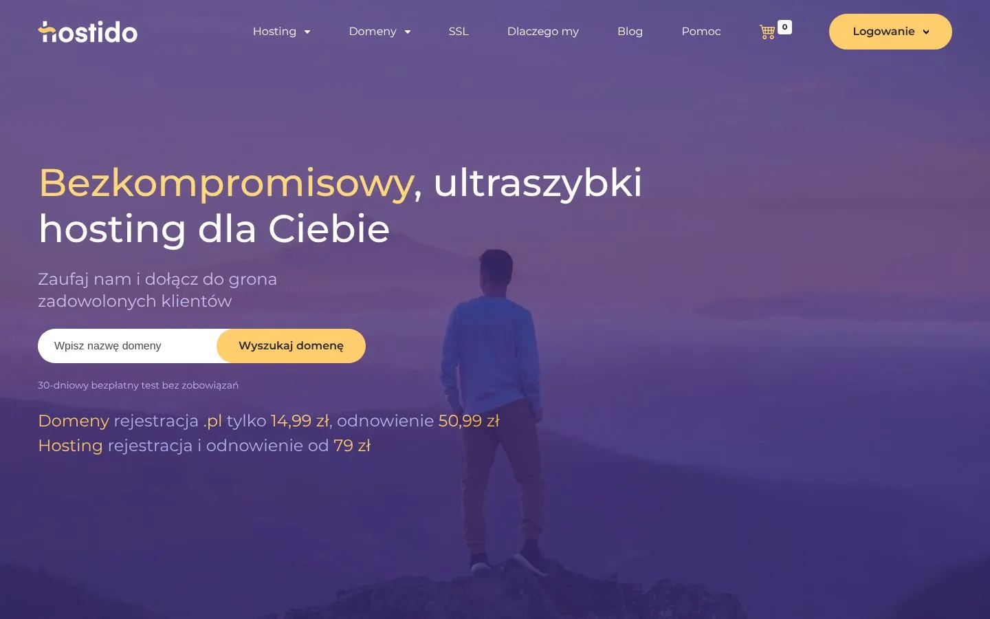 Strona Hostido (hostido.pl), zrzut ekranu z 23 października 2026 r.
