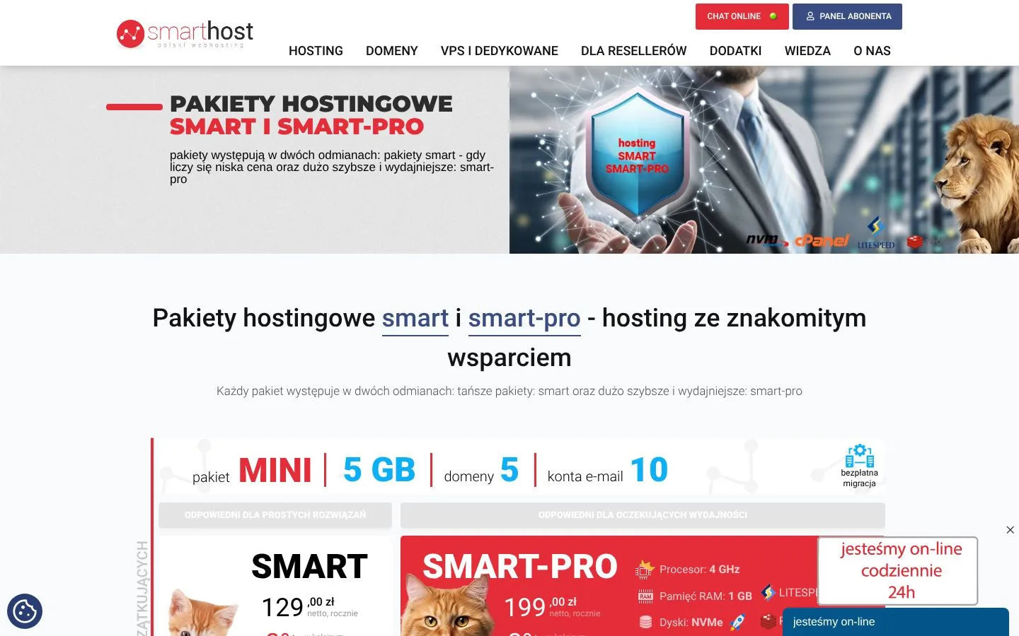 Strona Smarthost (smarthost.pl), zrzut ekranu z 23 października 2026 r.
