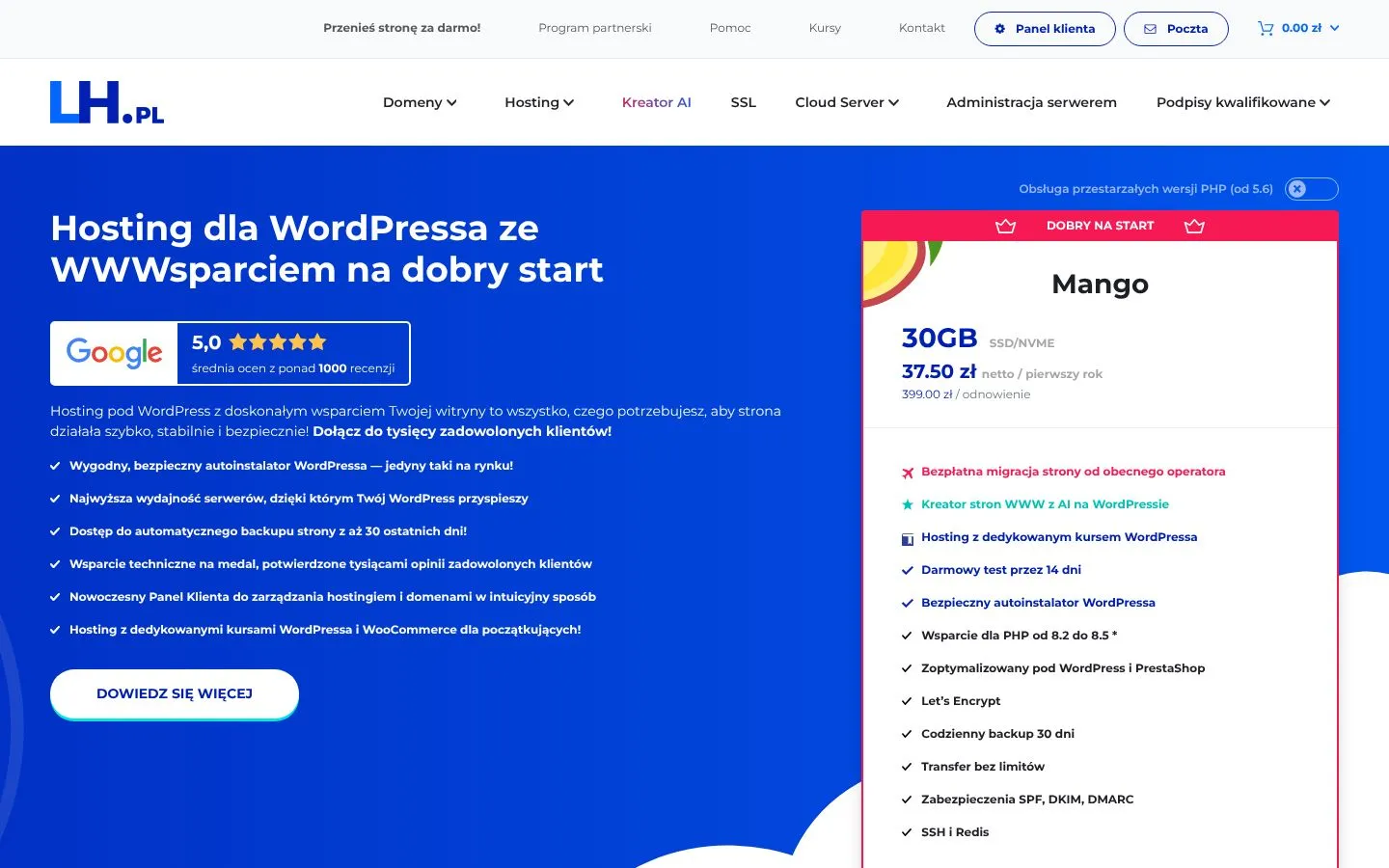 Strona LH.pl (lh.pl), zrzut ekranu z 23 października 2026 r.
