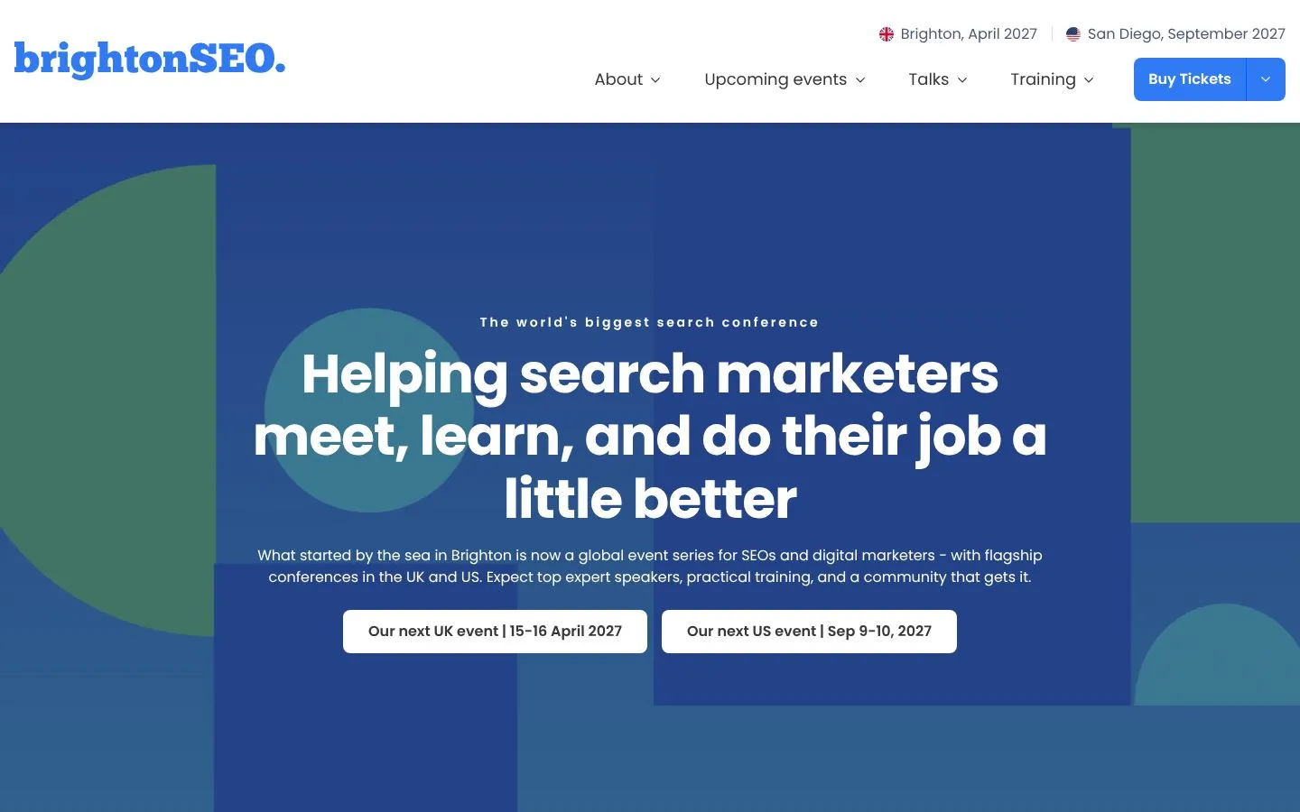 Strona brightonSEO (brightonseo.com), zrzut ekranu z 23 października 2026 r.