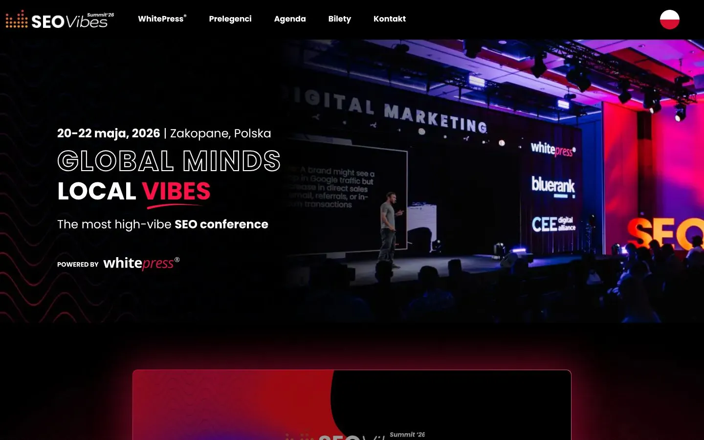 Strona SEO Vibes Summit (whitepress.com), zrzut ekranu z 23 października 2026 r.