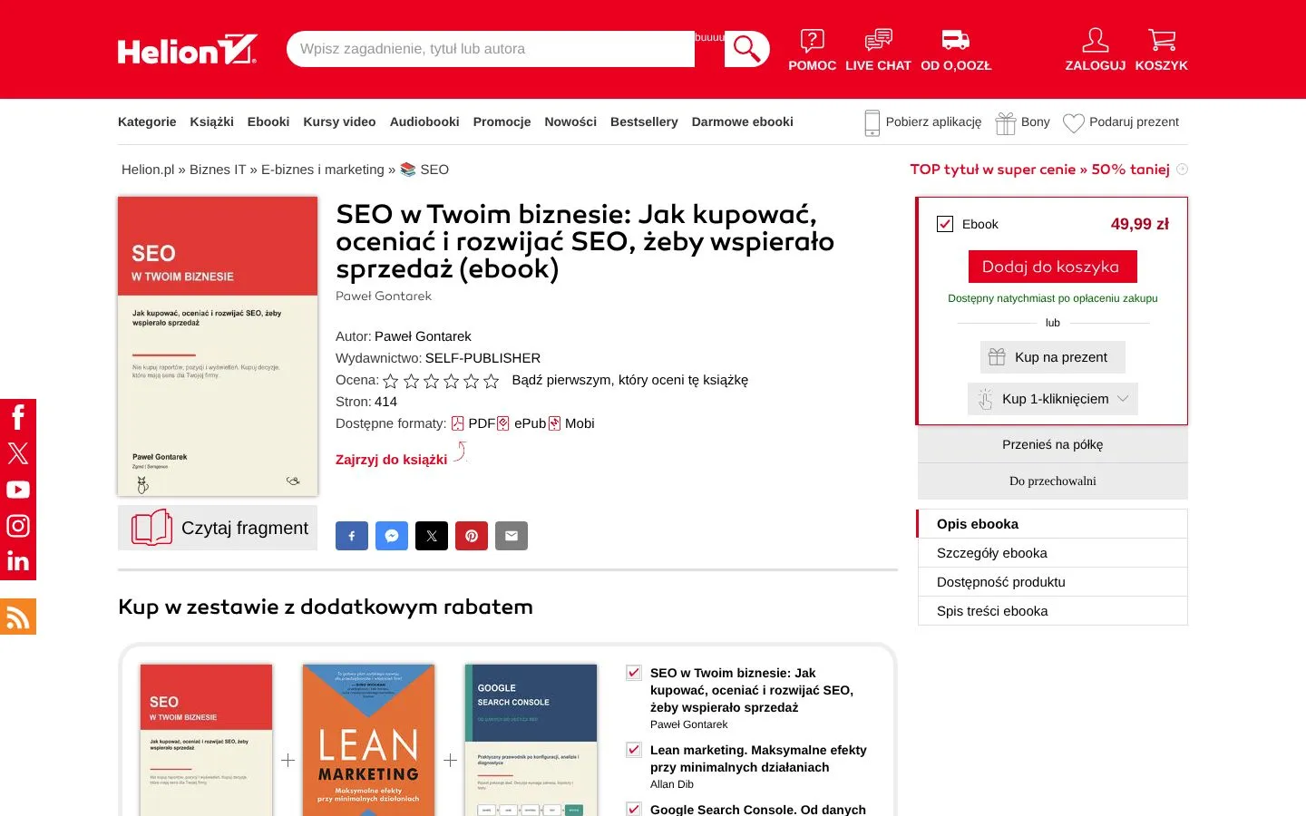 Strona SEO w Twoim biznesie (helion.pl), zrzut ekranu z 23 października 2026 r.