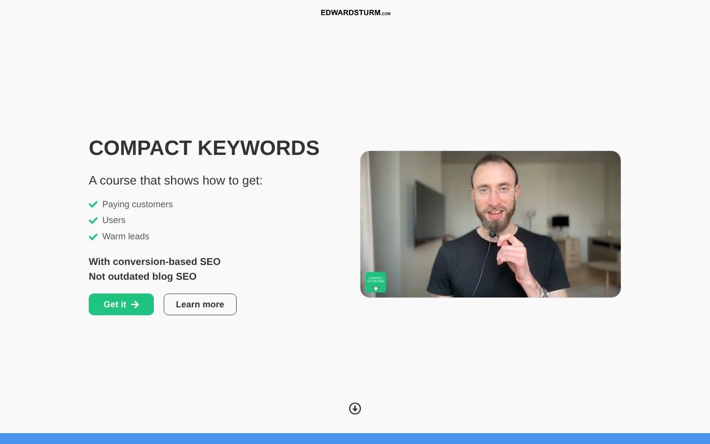 Strona Edward Sturm: Compact Keywords (edwardsturm.com), zrzut ekranu z 23 października 2026 r.