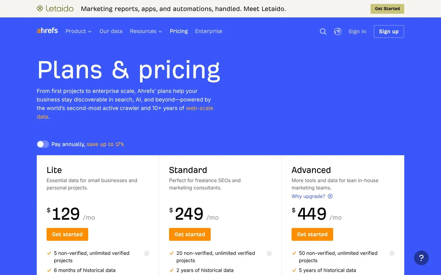 Cennik Ahrefs Keywords Explorer (ahrefs.com), zrzut ekranu z 23 października 2026 r.
