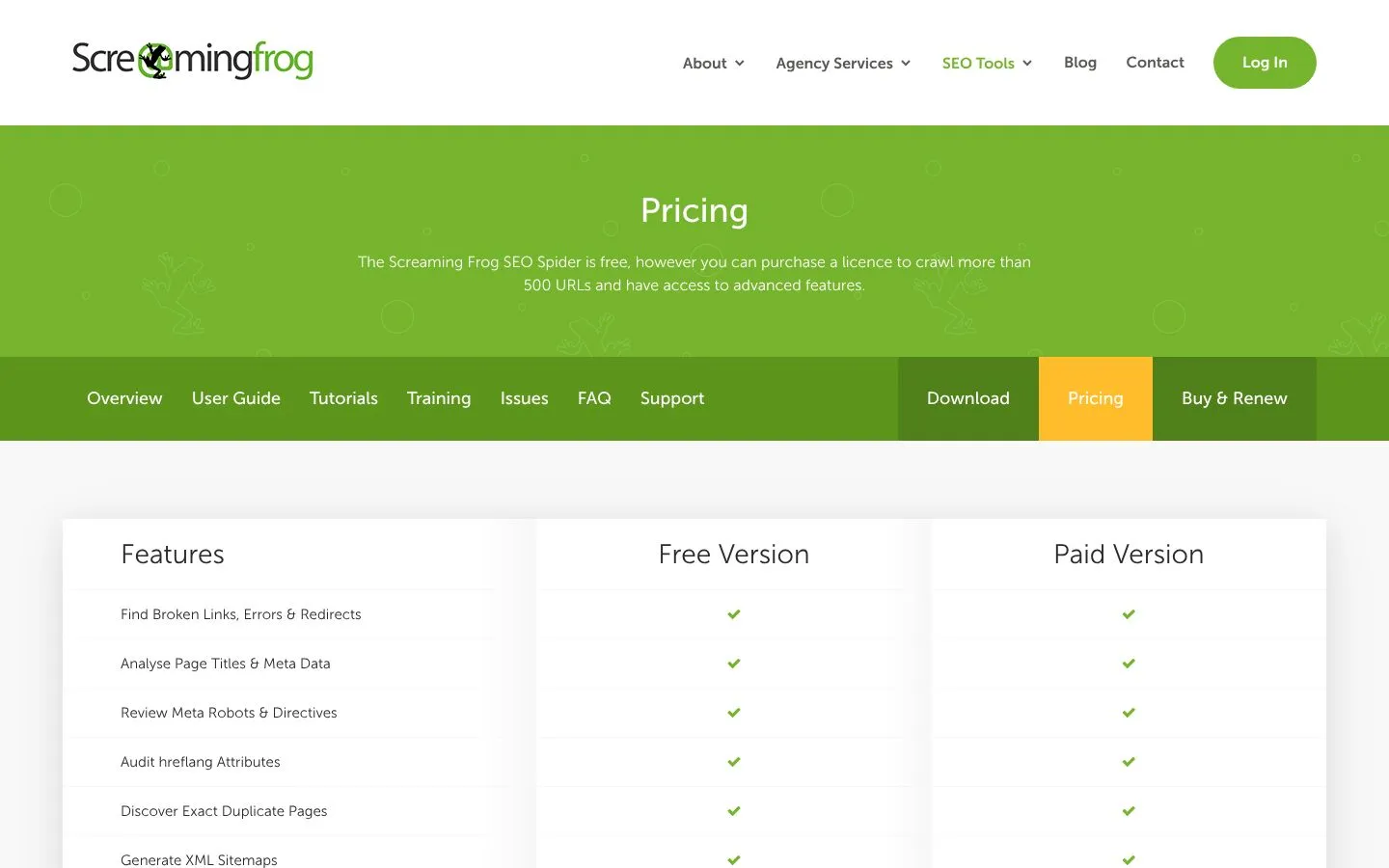 Cennik Screaming Frog SEO Spider (screamingfrog.co.uk), zrzut ekranu z 23 października 2026 r.