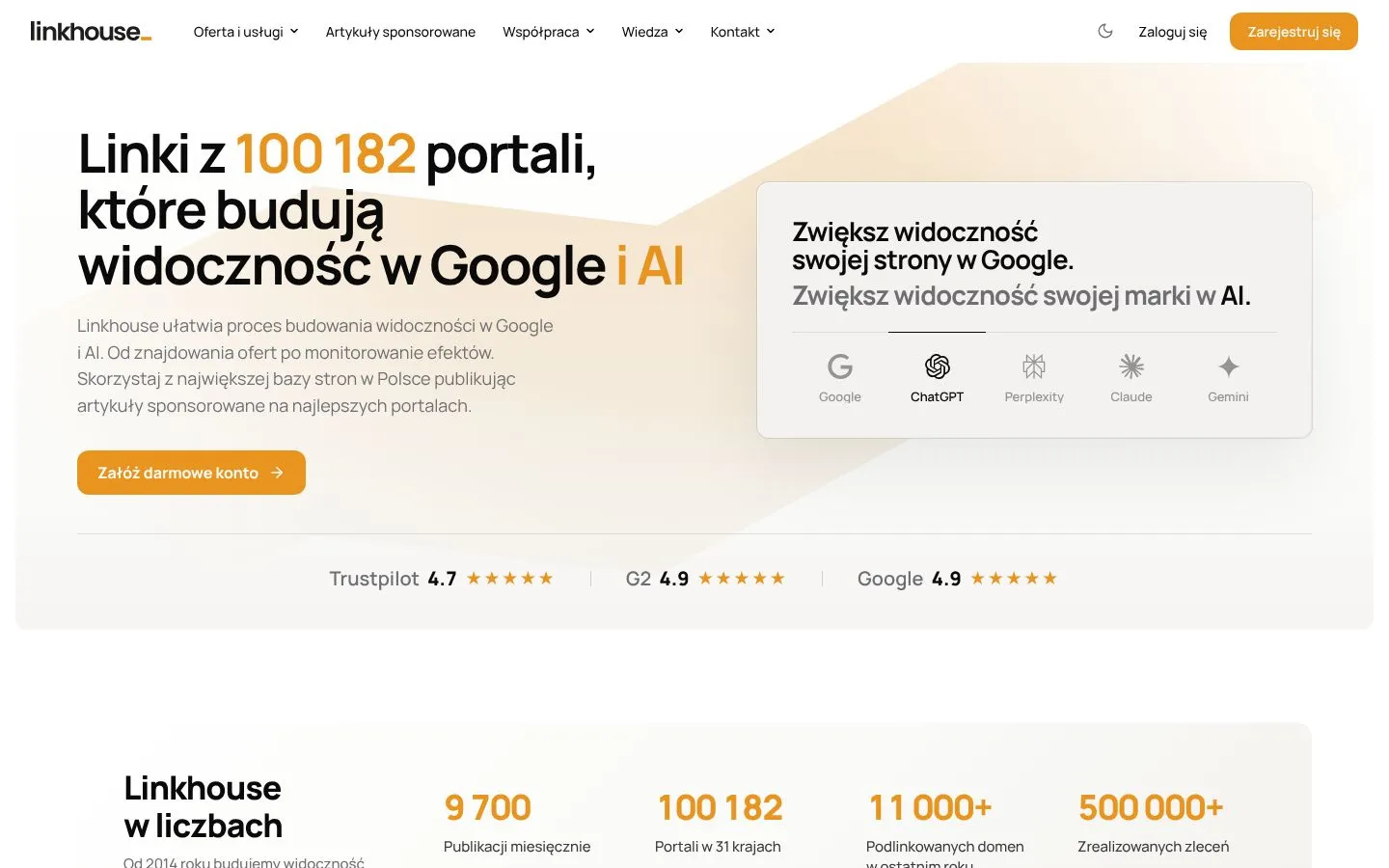 Strona Linkhouse (linkhouse.pl), zrzut ekranu z 23 października 2026 r.