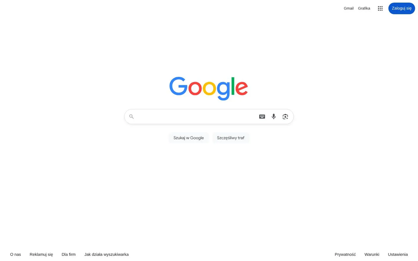 Strona Google (google.pl), zrzut ekranu z 23 października 2026 r.