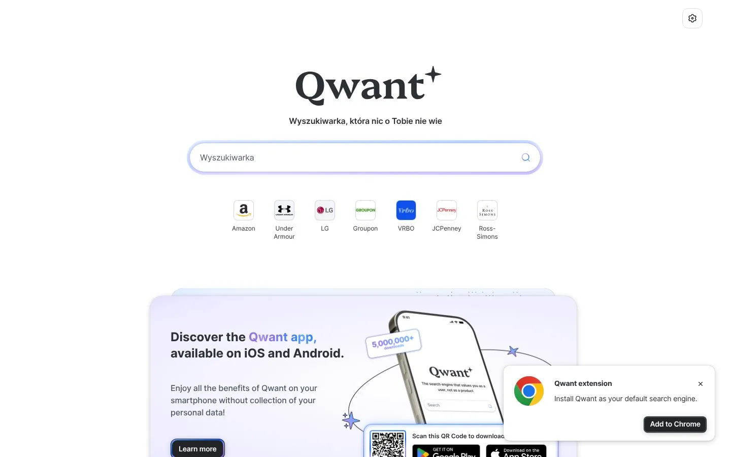 Strona Qwant (qwant.com), zrzut ekranu z 23 października 2026 r.